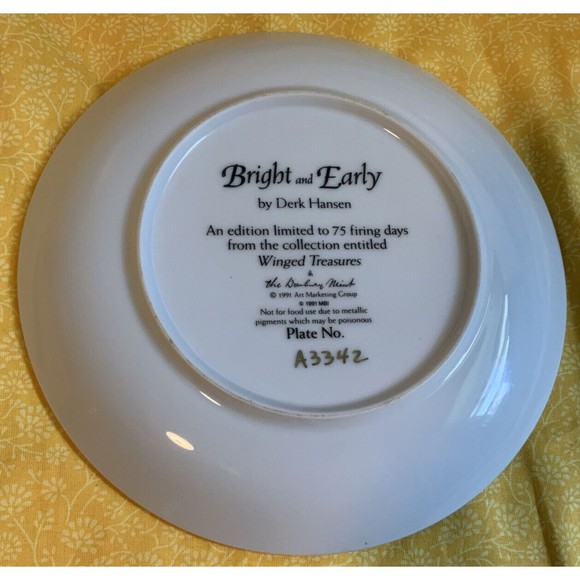 Danbury Mint Plate “Bright And Early” From Winged Treasures - Bluebirds - 1991 - Picture 2 of 2